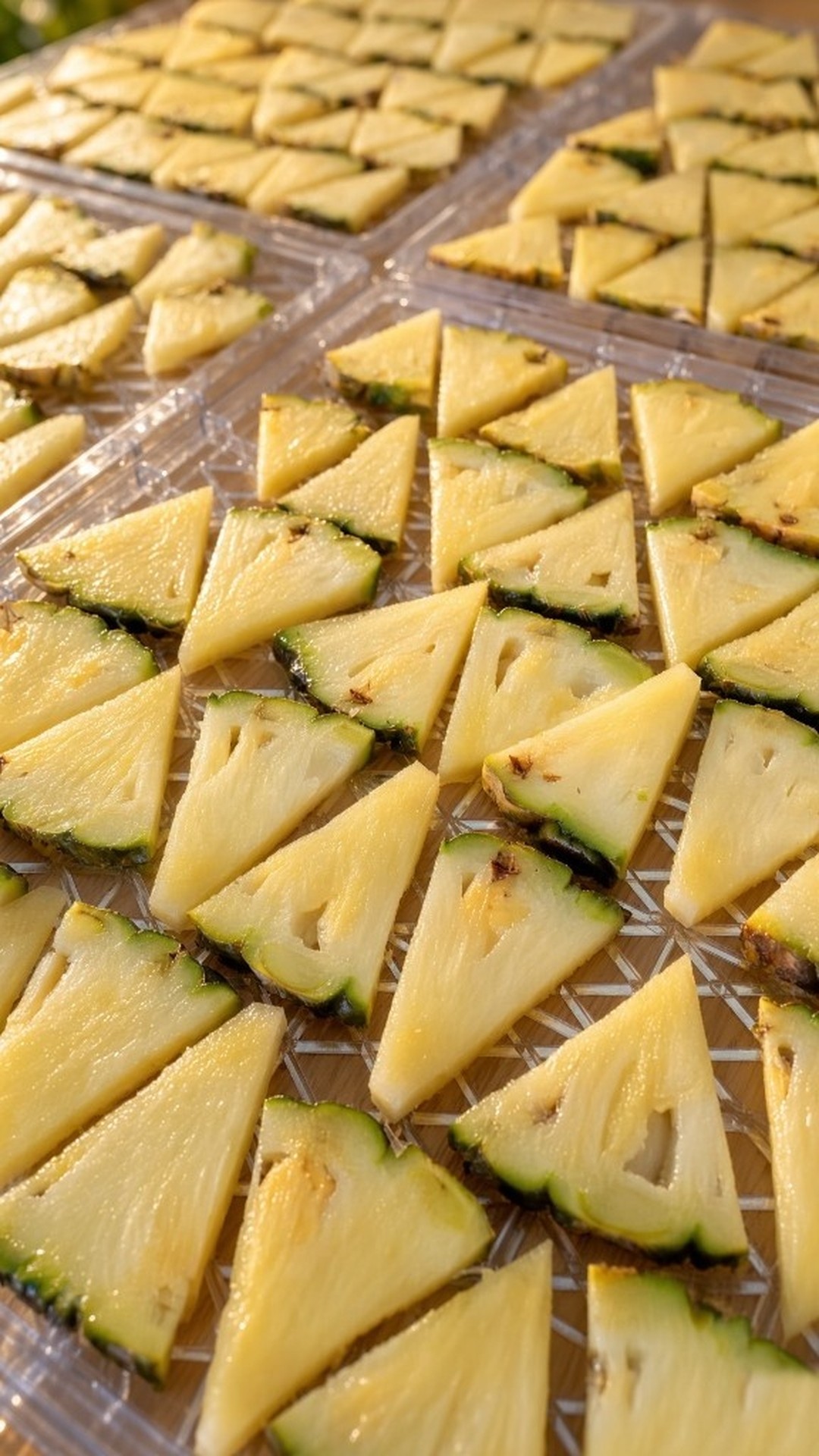 Pineapple Wedges on the trays