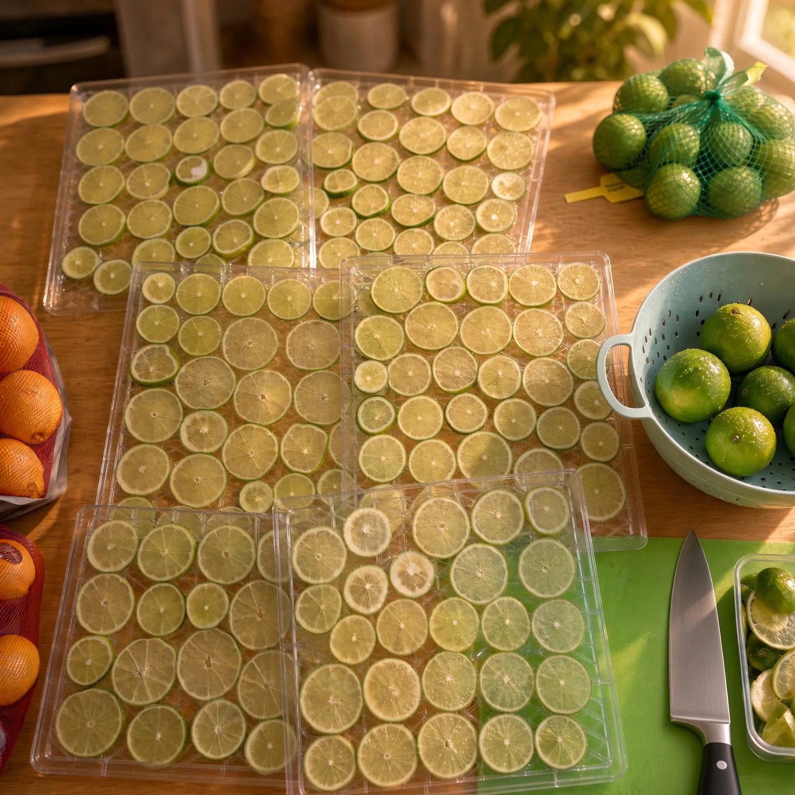 Dehydrator trays at dawn